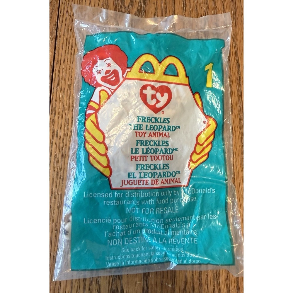 Vintage McDonald Happy‎ Meal Toy TY Teenie Beanie #1 Freckles the Leopard